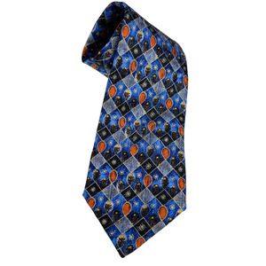Ermenegildo Zegna Silk Neck Tie Blue Day Night Floral Geometric Italy